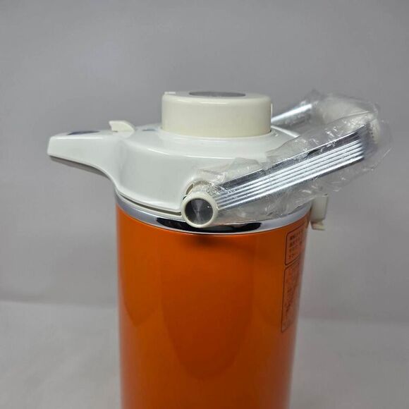 VINTAGE JAPAN ORANGE CHROME 1.9L AIR POT THERMOS INSULATED DESIGNER MID CENTURY - Picture 4 of 11